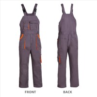 Salopette de travail robuste pour hommes, multi-poches, bretelles réglables, passepoil contrastant, personnalisable avec logo, pour atelier