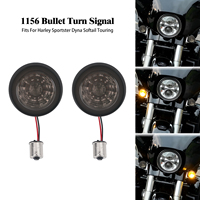 Motorrad LED 1156 Bullet Blinker mit Getönten ABS-Linsen, Paar für Vorne und Hinten, Passend für Harley Softail Dyna Touring XL Trike ab 2014