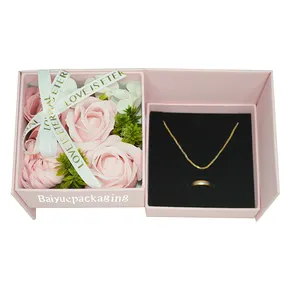 Factory New Design Double Layer Flower Gift Box For Present Women Watch Necklace Ring Jewelry Boxes Packaging