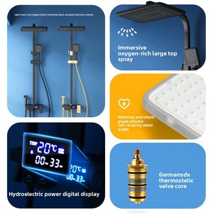 Set Doccia Bagno Nero Opaco con Display Digitale Temperatura Costante, Corpo Interamente in Rame - Product Image 4