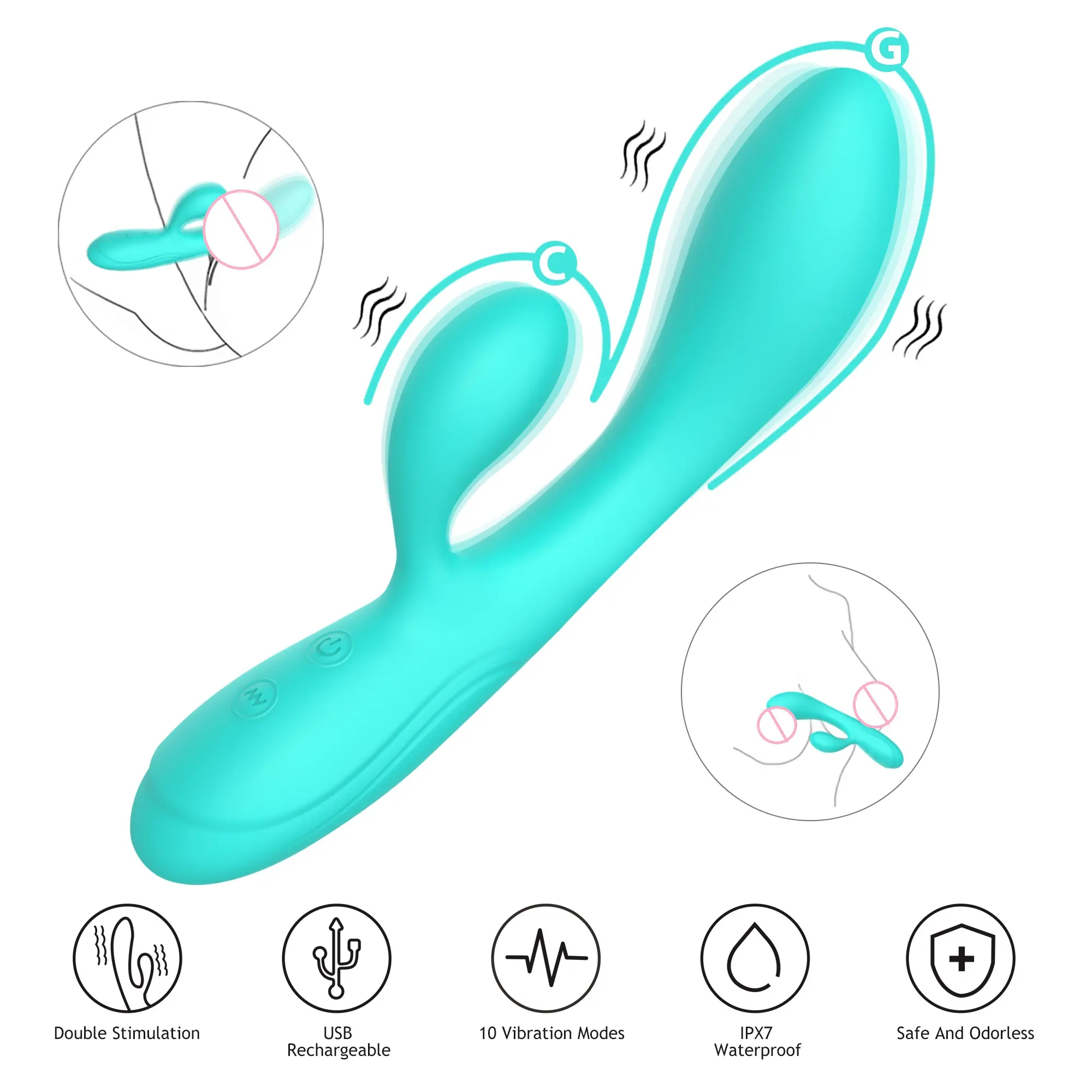 WINYI Großhandel Erwachsenen sexuellen Dual Vibrations dildo Spielzeug 10 Modus Klitoris G-Punkt Stimulator Sex Kaninchen Vibrator Sexspielzeug für Frau