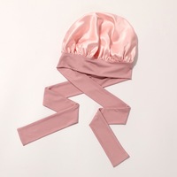 Bonnet de nuit en soie de luxe pour le soin des cheveux, bonnet en satin avec large bande de ruban et nœud réglable, grande taille, bonnet de sommeil en soie pour femmes