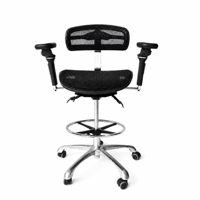Chaise de bureau ergonomique en maille avec accoudoirs réglables, hauteur réglable par vérin, base en aluminium, chaise de dessin avec repose-pieds pour bureau et laboratoire