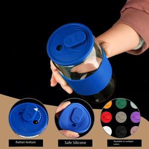 New 16oz Silicone Lid Cover Leak-Proof Universal Round Coffee <b>Cup</b> Sleeve, <b>Reusable</b> Multi-Color <b>Cup</b> Top - Product Image 4