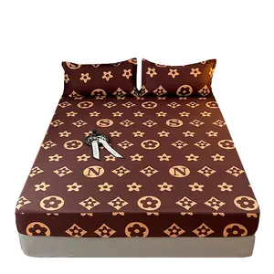 Wholesale 100%polyester colorful cartoon single full size bed sheet queen king fitted sheet
