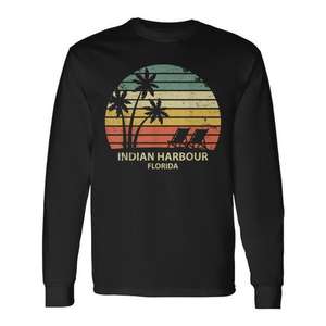 T-shirt vintage à manches longues Indian Harbour Florida, design rétro plage - Product Image 1