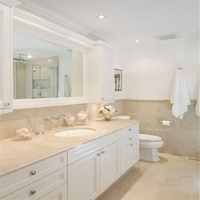 Plans de toilette en marbre naturel de forme irrégulière pour salle de bain d'hôtel, couleur Crema Marfil Beige, à prix compétitif