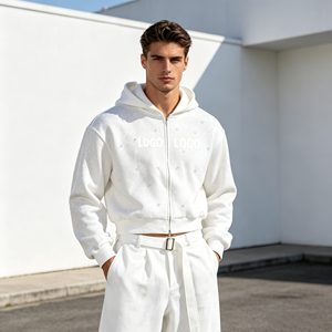 Conjuntos de sudadera con capucha para hombre, sudadera con capucha y pantalones de chándal con bordado 3D, efecto lavado ácido y estampado de mono, 580GSM, ropa para hombre a bajo costo. - Product Image 4