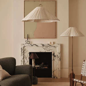 Pendant <b>Light</b> Cream Pleated Shade E27 Bulb Base Gold Ring Home <b>Dining</b> Room Lighting - Product Image 5