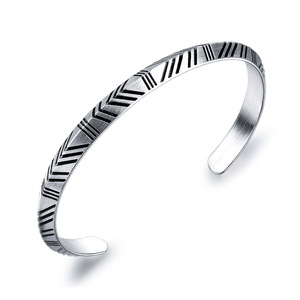 Bracciale in acciaio inossidabile all'ingrosso Fashion Design argento aperto donna uomo braccialetto gioielli - Product Image 2
