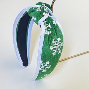 Nouveau élégant noël flocon de neige Sequin bandeau pour filles femmes solide <span class=keywords><strong>velours</strong></span> <span class=keywords><strong>vert</strong></span> fleur noël bandeau cheveux accessoires bijoux - Product Image 3