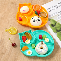 Assiette divisée en silicone souple Meitai en forme de chat, antidérapante, pour bébé et tout-petit, facile à nettoyer, 19 cm * 17 cm, plat pour repas d'enfants