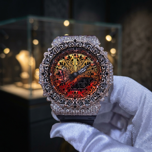 AMBER JEWELS นาฬิกาควอทซ์สุดหรู ตัวเรือนประดับเพชร หน้าปัดคริสตัลอินเดีย อนาล็อก 46 มม. ทูร์บิญอง สำหรับทั้งชายและหญิง สไตล์วินเทจ เหมาะสำหรับใส่ทุกวัน ของขวัญ - Product Image 2