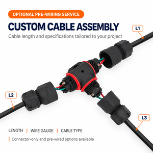 Connecteur de câble étanche IP68 OL-T1 2 3 4 broches en forme de T, répartiteur électrique 3 voies à bornes à vis pour éclairage marin - Product Image 5