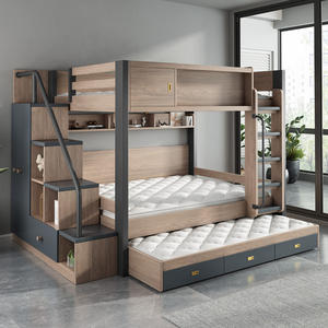 Litera <span class=keywords><strong>de</strong></span> madera con cajón <span class=keywords><strong>de</strong></span> almacenamiento, escaleras y <span class=keywords><strong>cama</strong></span> <span class=keywords><strong>de</strong></span> <span class=keywords><strong>arrastre</strong></span>, diseño multifuncional, ahorro <span class=keywords><strong>de</strong></span> espacio - Product Image 1