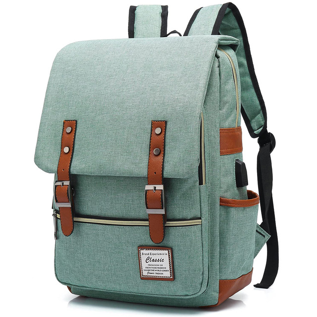 New Computer Backpack Personality Retro Men and Women Outdoor Canvas Travel Fashion Backpack with USB