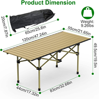 Table pliante rectangulaire 4 places avec base trépied, facile à transporter, idéale pour pique-nique et plage