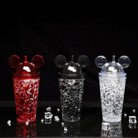 Gobelet d'été à double paroi avec oreilles de souris 16oz avec couvercle et paille Tasses de voyage