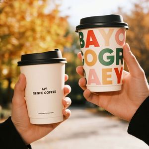 Custom Paper <b>Cup</b> <b>Disposable</b> 8/10/12/14/16/24oz Double Wall Paper Coffee <b>Cup</b> for Hot Cold Drinks Juice Milk Tea With Lid - Product Image 2