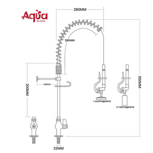 Brass Kitchen Faucet Classic Dual Handle <b>Pull</b> Pre-Rinse Deck Mount Modern Single Industrial Commercial Dishwasher - Product Image 2