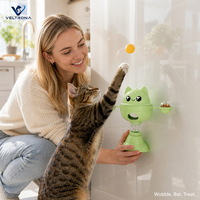 Jouet pour chat à ventouse avec distributeurs de friandises, jouet interactif pour chat à ressort avec visage de chat, jouet balle rebondissante pour chats d'intérieur