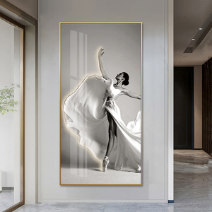 Huamiao <span class=keywords><strong>personnalisé</strong></span> Art moderne danse fille Led mur Art décor à la maison luxe salon <span class=keywords><strong>verre</strong></span> peinture - Product Image 4