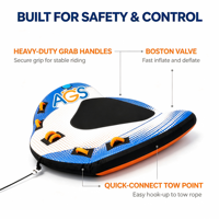 Bouée tractable pour 3 personnes, tube gonflable en PVC pour bateaux, flotteur tractable pour lac et océan avec housse en nylon
