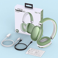 Headphone TEX-T9 Over Ear BT5.3 Nirkabel, Headset Stereo 6D Peredam Kebisingan dengan Mikrofon, Mode Ganda Berkabel