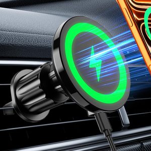 Nouveau support magnétique pour téléphone portable de voiture, support de téléphone mobile, support de voiture, chargeur de voiture sans fil magnétique 15W pour grille d'aération avec crochet métallique - Product Image 1