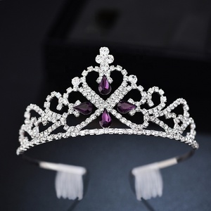 <span class=keywords><strong>Couronne</strong></span> de fête de mariage en alliage de zinc plaqué argent avec cristaux en strass pour femmes Accessoires de cheveux de mariée - Product Image 4