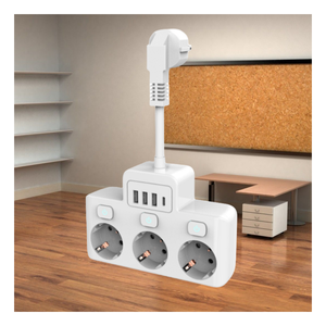 Power Strip Extension EU Socket Multi <b>Plug</b> Extension Socket 3 Outlets <b>with</b> 3 USB 1 TYPE-C and Independent Control Button <b>Switch</b> - Product Image 3