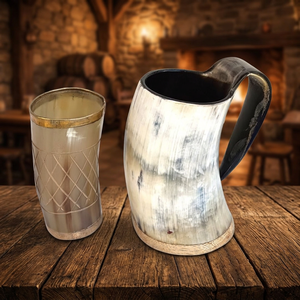Mug en Corne de Viking Moderne à l'Aspect Antique, Design Durable, Écologique, Étanche, Forme Naturelle, Poli, Personnalisable - Product Image 1