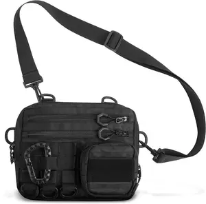 حقيبة كروس صغيرة تكتيكية سوداء اللون للرجال حسب الطلب BSCI