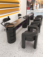 Zhongmin Yunshang - Ensemble de mobilier de salon commercial de style gothique en bois, table de manucure, chaise, rangement, plateau en marbre