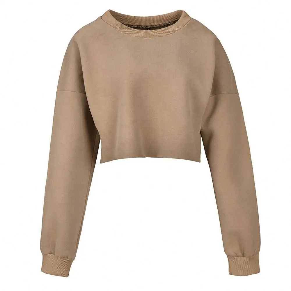 8 Farben Damen Winter Sweatshirt Custom Langarm Crop Sweatshirt Frauen Übergroß