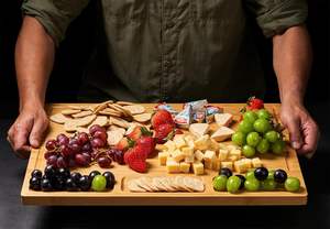 Modern 3-Piece Rectangle Wood Bamboo Tray <b>Set</b> with High Quality Plated Handle <b>Serving</b> Food <b>Dishes</b> for Parties - Product Image 6