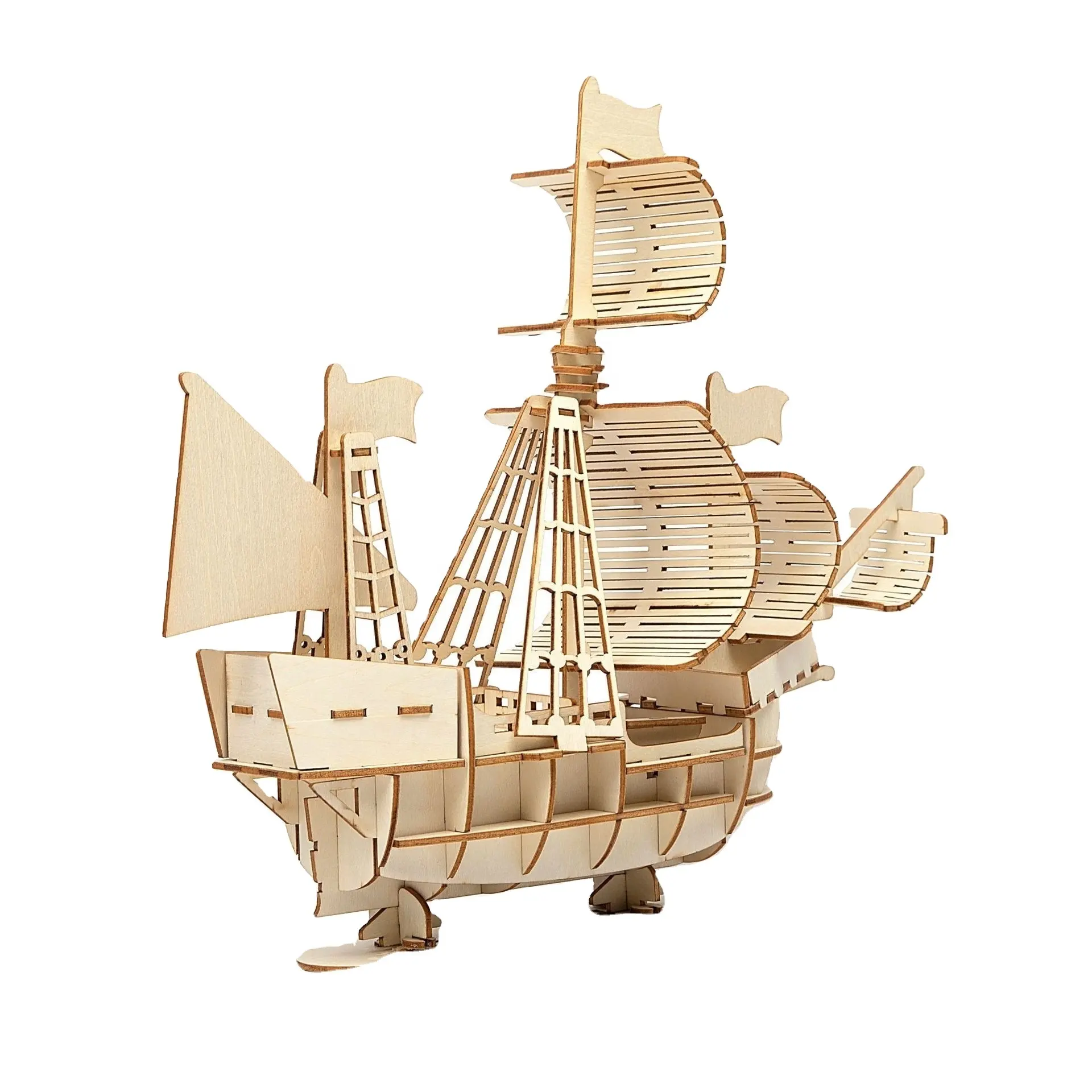 2023 Le best-seller nouveau bateau de puzzle stéréo fait à la main bricolage en bois assemblage ornements modèle enfants petits jouets en bois mosaïque