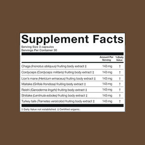อาหารเสริมแผงคอและ Chaga ของสิงโตออร์แกนิกสารสกัดจากเห็ดช่วยเพิ่มสมาธิให้กับแคปซูลเห็ด - Product Image 2