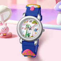 WJ-11496 Montre Enfant à Bracelet Silicone Motif Dessin Animé Champignon Mignon, Montre-Bracelet à Quartz pour Enfants, Cadeau Disponible en Gros