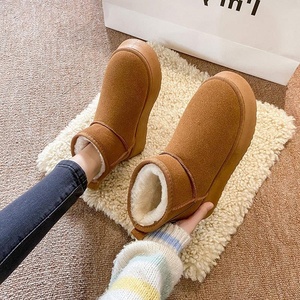Bottes de neige mi-mollet pour femmes, en cuir véritable, doublées, légères, respirantes, chaudes, confortables, antidérapantes, pour l'hiver froid - Product Image 2