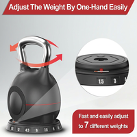 Kettlebell Vinique Fitness réglable en ABS, aluminium et acier, 20 kg, 7-en-1, 7 niveaux de poids, rouge/noir, pour entraînement à domicile, compact