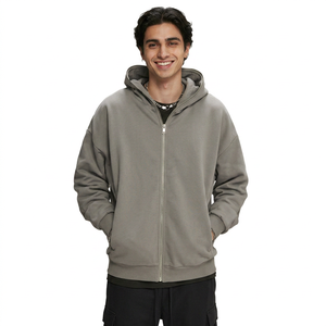 Sudaderas con capucha y cremallera completa para hombre de 430GSM de alta calidad con logotipo personalizado - Product Image 1
