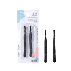 LMLTOP Eyebrow Tweezers Set Stainless Steel Angled Flat Tip 2Pack A206 Durable Fashion <b>Beauty</b> <b>Tool</b> - Product Image 1