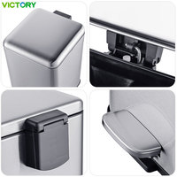 Poubelle à pédale carrée en acier inoxydable pour cuisine, 6/12/20/30L, avec seau intérieur en plastique, poubelle rectangulaire