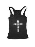 Débardeur tricoté tendance style Y2K punk gothique avec logo pailleté sur le devant, coupe ajustée sexy, court, en polyester