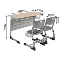 Ensemble de bureau et chaise d'école en bois moderne pour 2 personnes, pour salle de classe et chambre à coucher, durable et écologique
