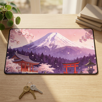 Tapis de souris de jeu antidérapant en caoutchouc naturel écologique, design esthétique japonais Mont Fuji et fleurs de cerisier, confortable, en stock