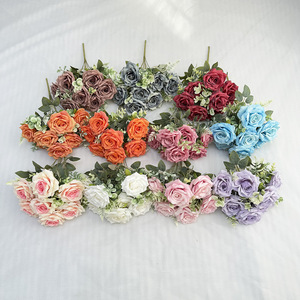 Fábrica de Flores Meiyu, Rosa de Seda Artificial con 7 Cabezas y Diamantes, para Decoraciones de Bodas y Hogar - Product Image 3