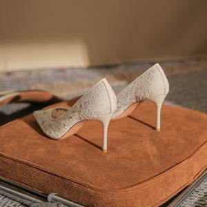 Party Satin Lightweight Rhinestone Square Toe Casual Women's Shoes with Laces High Heels Sexy Lace Summer - Product Image 2