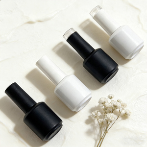Envases de Vidrio para Gel de Uñas Blanco y Negro al por Mayor, Frascos de 15 ml y 0.5 oz, Recargables, Herméticos, Redondos, con Pincel de Abanico - Product Image 2